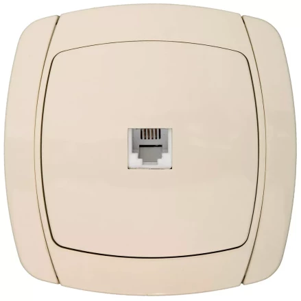 Розетка СВЕТОЗАР "CITY LIGHT" телефонная одинарная в сборе, цвет бежевый SV-54217-B купить в Надыме