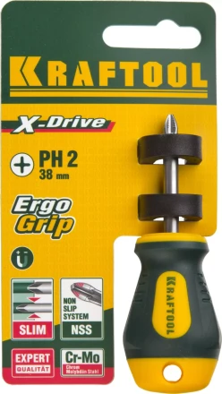 Отвертка KRAFTOOL, Cr-Mo-V сталь, двухкомпонентная противоскользящая рукоятка, PH, №2x38мм 250072-2-038 купить в Надыме