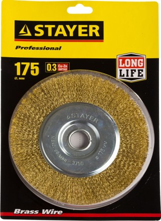 STAYER &quot;PROFESSIONAL&quot;. Щетка дисковая для УШМ, витая стальная латунированная проволока 0,3мм, 175ммх22мм 35122-175 купить в Надыме