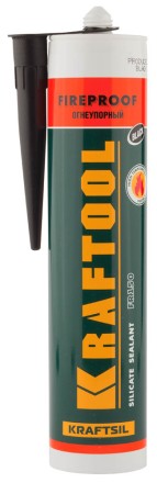 Герметик KRAFTOOL KRAFTFLEX FR150 силикатный огнеупорный &quot;+1500 С&quot;, жаростойкий, черный, 300мл 41260-4_G купить в Надыме