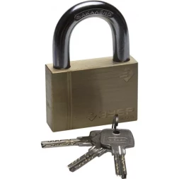 Замок ЗУБР "ЭКСПЕРТ" навесной, латунный корпус, классическая форма, закаленная дужка, 70мм 37299-70