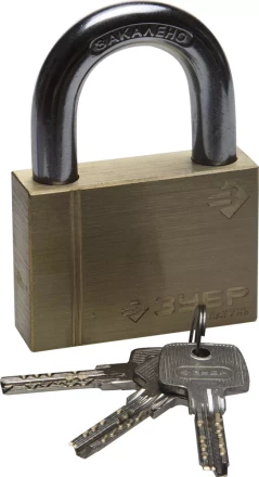 Замок ЗУБР "ЭКСПЕРТ" навесной, латунный корпус, классическая форма, закаленная дужка, 70мм 37299-70 купить в Надыме