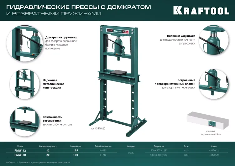 Прессы гидравлические с домкратом и возвратными пружинами 43470-20 купить в Надыме