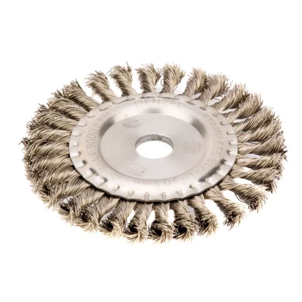 Щетка для УШМ 150 мм Плоская крученая нержавеющая проволока 0.5мм посадка 22.2 мм Denzel 746343 купить в Надыме