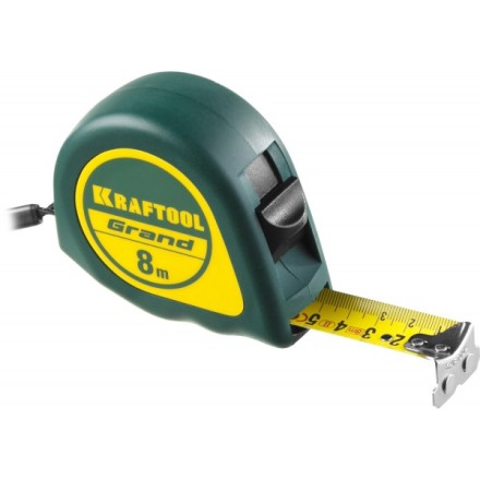 Рулетка KRAFTOOL GRAND, обрезиненный пластиковый корпус, 8м/25мм 34022-08-25 купить в Надыме