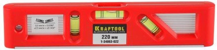 Уровень KRAFTOOL &quot;PRO&quot; &quot;DIRECTOR LEVEL&quot; с магнитом, 3 ампулы, 220мм 1-34863-022 купить в Надыме