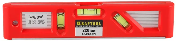 Уровень KRAFTOOL "PRO" "DIRECTOR LEVEL" с магнитом, 3 ампулы, 220мм 1-34863-022 купить в Надыме