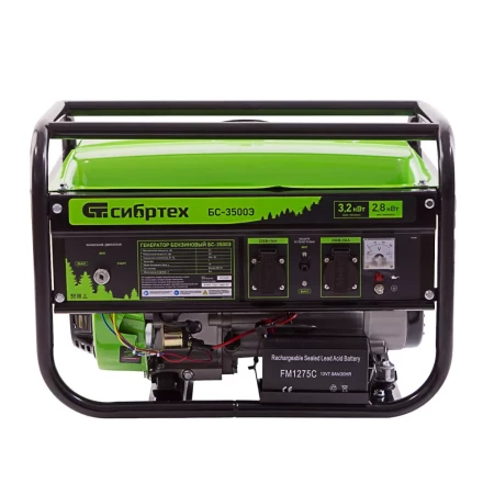 Генератор бензиновый БС-3500Э, 3.2 кВт, 230В, 4-х тактный, 15 л, электростартер Сибртех 94538 купить в Надыме