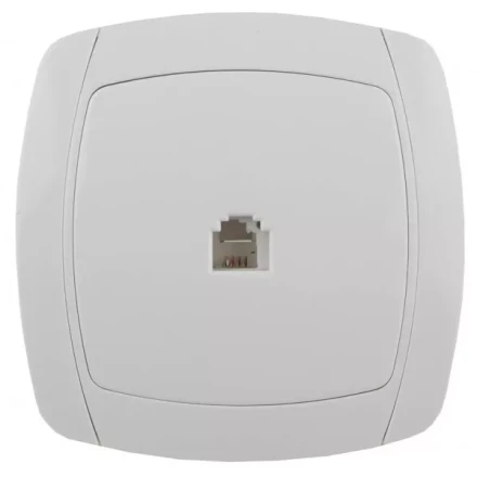 Розетка СВЕТОЗАР "CITY LIGHT" телефонная одинарная в сборе, цвет белый SV-54217-W купить в Надыме