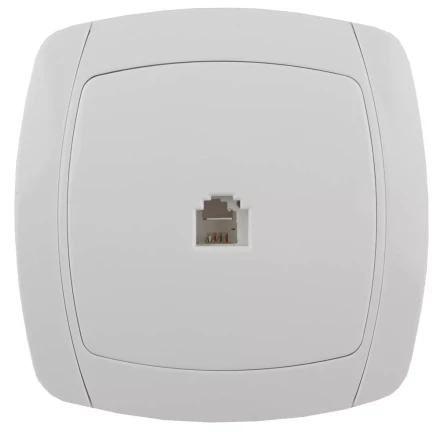 Розетка СВЕТОЗАР "CITY LIGHT" телефонная одинарная в сборе, цвет белый SV-54217-W купить в Надыме