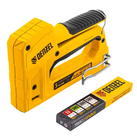 Степлер мебельный Denzel 40215, тип 53 и 13, 6-14мм, тип 140, 10-14мм, тип 300, 15мм, тип 500, 15мм купить в Надыме