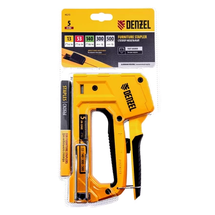 Степлер мебельный Denzel 40215, тип 53 и 13, 6-14мм, тип 140, 10-14мм, тип 300, 15мм, тип 500, 15мм купить в Надыме