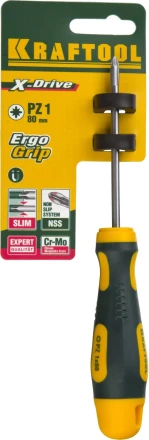 Отвертка KRAFTOOL, Cr-Mo-V сталь, двухкомпонентная противоскользящая рукоятка, PZ, №1x80мм 250073-1-080 купить в Надыме