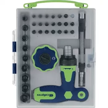 Отвертка Т-образная и трещотка реверсивные с набором бит торцевых головок 34  предмета  Сибртех 13383 купить в Надыме