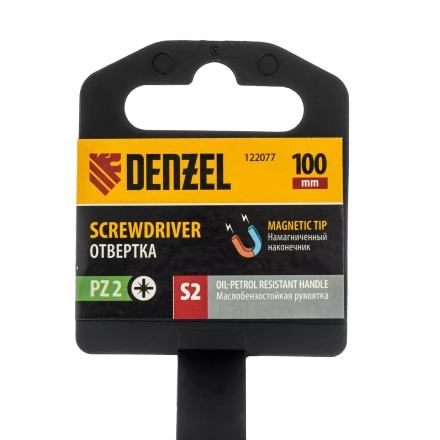 Отвертка, PZ2x100 мм, S2, 3к рукоятка Denzel 122077 купить в Надыме