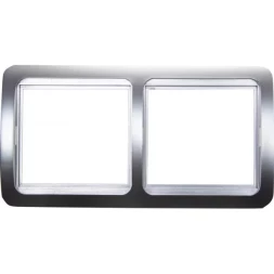 Панель СВЕТОЗАР "ГАММА" накладная, горизонтальная, цвет светло-серый металлик, 2 гнезда SV-54146-SM