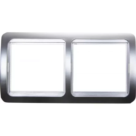 Панель СВЕТОЗАР "ГАММА" накладная, горизонтальная, цвет светло-серый металлик, 2 гнезда SV-54146-SM купить в Надыме