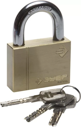 Замок ЗУБР "ЭКСПЕРТ" навесной, латунный корпус, классическая форма, закаленная дужка, 60мм 37299-60 купить в Надыме