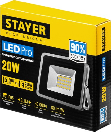 Прожектор LEDPro светодиодный, STAYER Profi 57131-20, 20Вт 57131-20 купить в Надыме