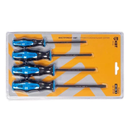 Набор слесарных отверток из стали S2 КВТ НО-04-S, 4 шт. (87105) купить в Надыме