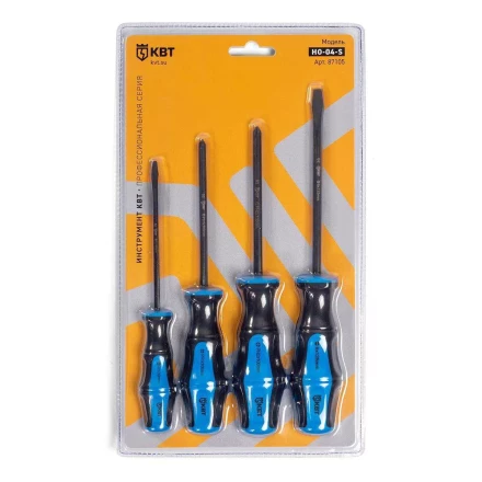 Набор слесарных отверток из стали S2 КВТ НО-04-S, 4 шт. (87105) купить в Надыме