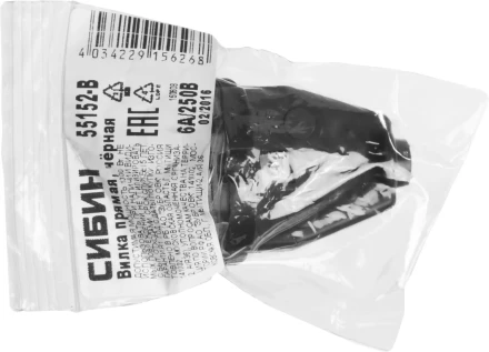 Вилка СИБИН электрическая, разборная, 6А/220В, черная 55152-B купить в Надыме