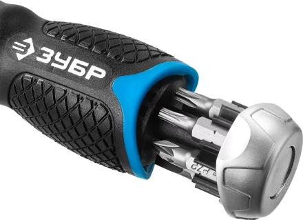 Набор ЗУБР "ПРОФЕССИОНАЛ": Отвертка реверсив с двухкомп рукоят, насадки, CrMo, рукоят с отсеком для хранения бит, 24 предмета 25353-H24 купить в Надыме