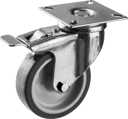 ЗУБР d 75 мм, г/п 60 кг, резина/полипропилен, термопластичное поворотное колесо c тормозом, Профессионал (30946-75-B) купить в Надыме