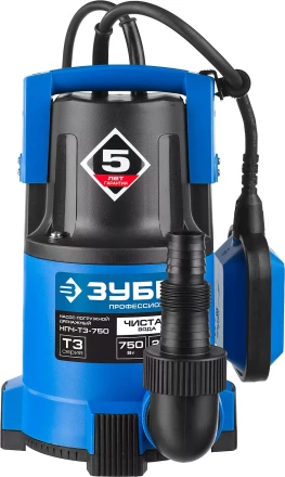 Насос ЗУБР "ПРОФЕССИОНАЛ" Т3 погружной дренажный для чистой воды (d пропускаемых частиц до 5мм), 750Вт, пропускная способность 210л/мин, напор 8,5м НПЧ-Т3-750 купить в Надыме
