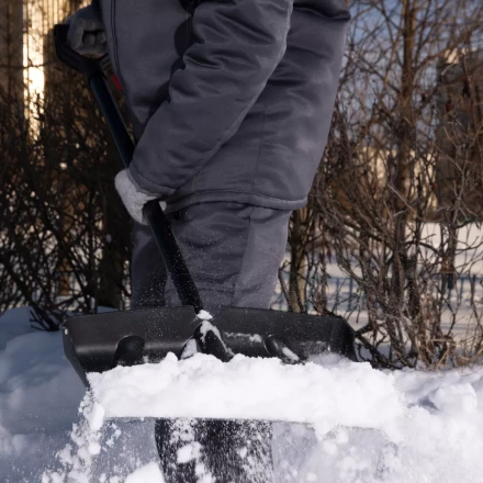 Лопата для уборки снега пластиковая, 450х325х1370 мм, стальной черенок, Palisad 61660 купить в Надыме