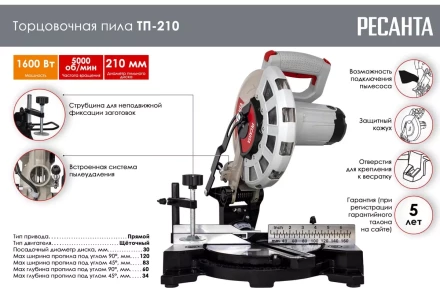 Торцовочная пила Ресанта ТП-210 75/18/2 купить в Надыме