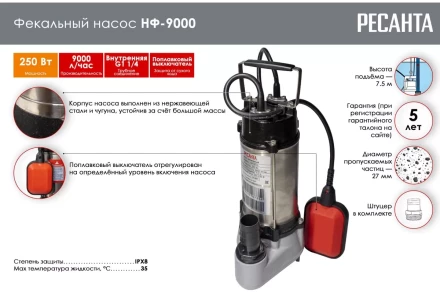 Фекальный насос Ресанта НФ-9000 77/5/1 купить в Надыме