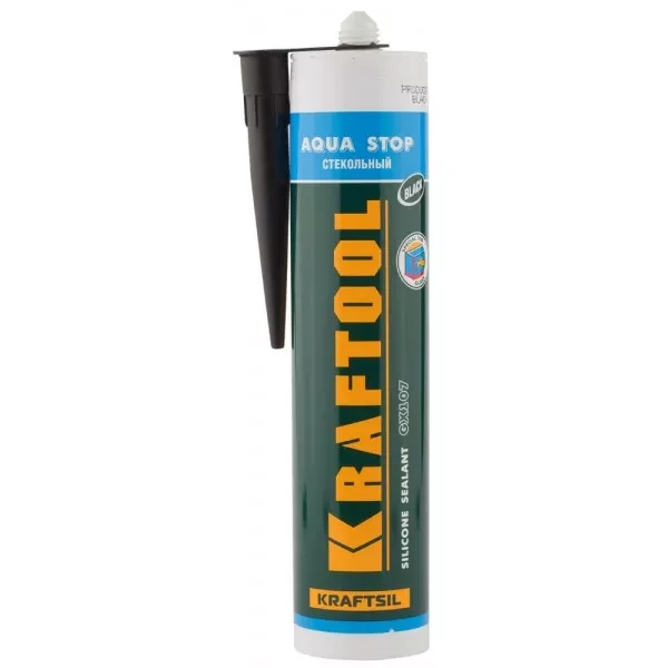 Герметик KRAFTOOL KRAFTSeal GX107 "AQUA STOP" силиконовый стекольный, черный, 300мл 41256-4 купить в Надыме