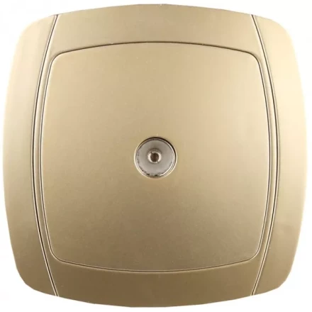 Розетка СВЕТОЗАР "АКЦЕНТ" телевизионная одинарная в сборе, цвет золотой металлик SV-54215-GM купить в Надыме