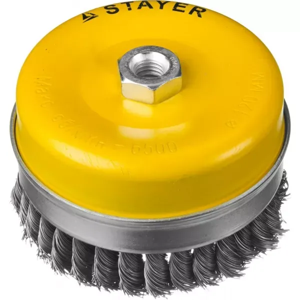 STAYER "PROFESSIONAL". Щетка чашечная усиленная для УШМ, жгутированная стальная проволока 0,5мм, 120ммхМ14 35137-120 купить в Надыме