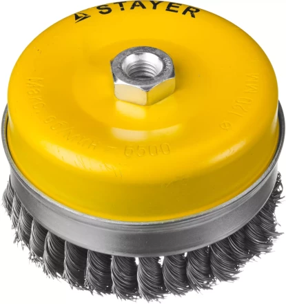 STAYER "PROFESSIONAL". Щетка чашечная усиленная для УШМ, жгутированная стальная проволока 0,5мм, 120ммхМ14 35137-120 купить в Надыме