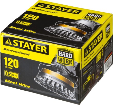 STAYER &quot;PROFESSIONAL&quot;. Щетка чашечная усиленная для УШМ, жгутированная стальная проволока 0,5мм, 120ммхМ14 35137-120 купить в Надыме
