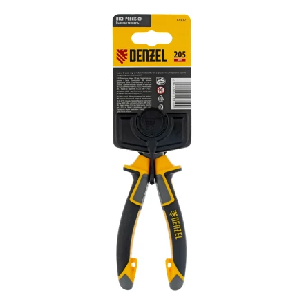 Длинногубцы прямые 205 мм Denzel 17302, трехкомпонентные рукоятки купить в Надыме