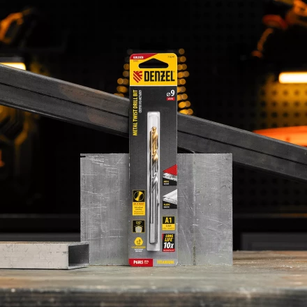 Сверло спиральное по металлу Denzel, 9 x 125 мм, Р6М5, Golden Tip, 718241 купить в Надыме