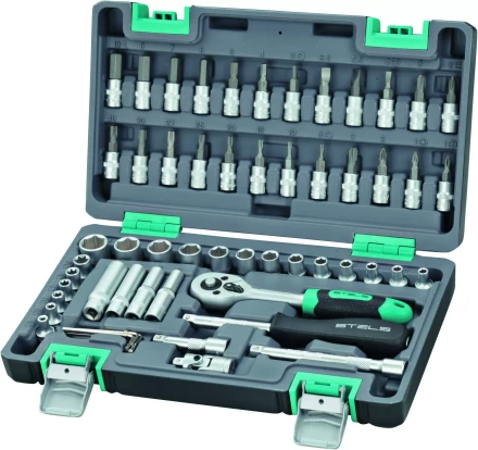 Набор инструментов 1/4  CrV пластиковый кейс 57 предметов STELS 14101 купить в Надыме