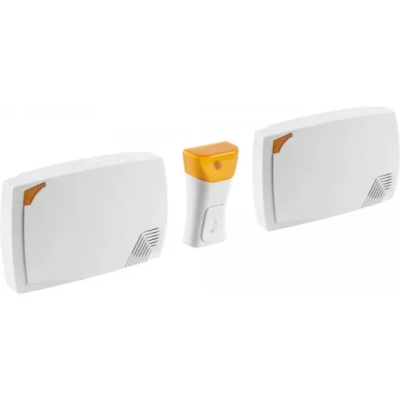 Звонок СВЕТОЗАР "ТРИО" электрический беспроводной 120м, 36 мелодий, 2 звонка, 1 кнопка, A23, 2*3АА 58076 купить в Надыме