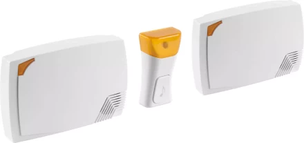 Звонок СВЕТОЗАР "ТРИО" электрический беспроводной 120м, 36 мелодий, 2 звонка, 1 кнопка, A23, 2*3АА 58076 купить в Надыме