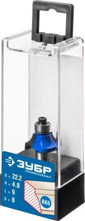 ЗУБР 22.2 x 9 мм, радиус 4.8 мм, фреза кромочная калевочная №1, Профессионал (28700-22.2) купить в Надыме