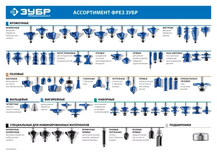 ЗУБР 22.2 x 9 мм, радиус 4.8 мм, фреза кромочная калевочная №1, Профессионал (28700-22.2) купить в Надыме