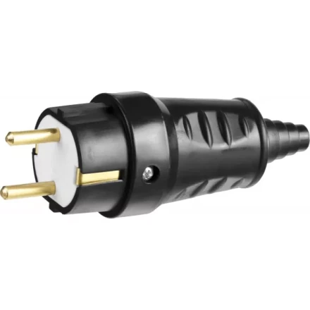 Вилка СИБИН электрическая ударопрочная, с заземлением, 16А/220В, черная 55115-B купить в Надыме