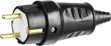 Вилка СИБИН электрическая ударопрочная, с заземлением, 16А/220В, черная 55115-B купить в Надыме