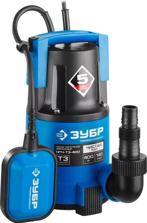 Насос ЗУБР "ПРОФЕССИОНАЛ" Т3 погружной дренажный для чистой воды (d пропускаемых частиц до 5мм), 400Вт, пропускная способность 140л/мин, напор 8,0м НПЧ-Т3-400 купить в Надыме