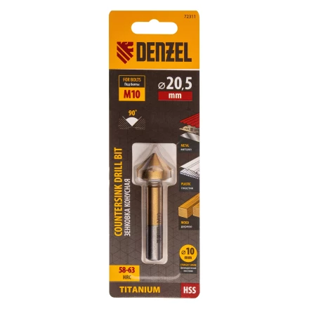 Зенковка конусная под М10, HSS, по металлу, цилиндрический хвостовик Denzel 72311 купить в Надыме