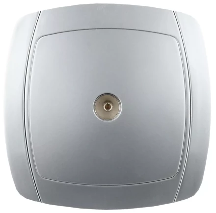 Розетка СВЕТОЗАР &quot;АКЦЕНТ&quot; телевизионная одинарная в сборе, цвет серебристый металлик SV-54215-SM купить в Надыме