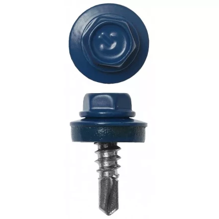 Саморезы ЗУБР "ПРОФЕССИОНАЛ" окраш., RAL 5005 синий насыщен., для крепл. кров. матер. к металл. констр., 5.5x25мм, 1800шт 4-300310-55-025-5005 купить в Надыме